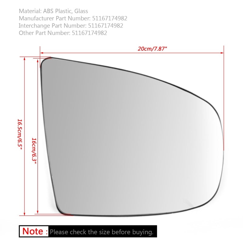 مرآة جانبية للجناح الأيمن ساخنة زجاج أبيض لسيارة BMW X5 X6 E70 E71 E72 2008-2014 Generic