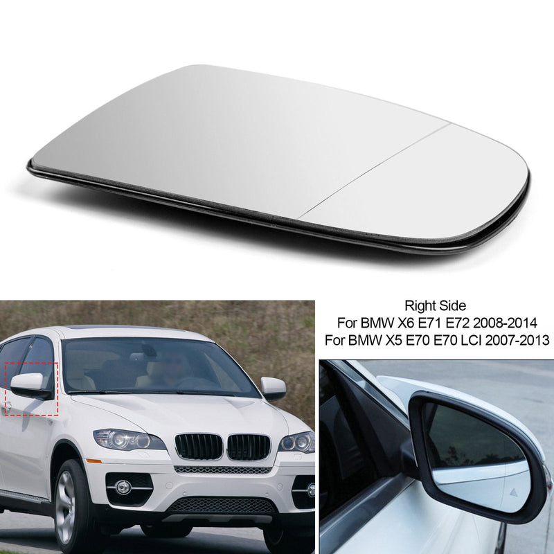 مرآة جانبية للجناح الأيمن ساخنة زجاج أبيض لسيارة BMW X5 X6 E70 E71 E72 2008-2014 Generic