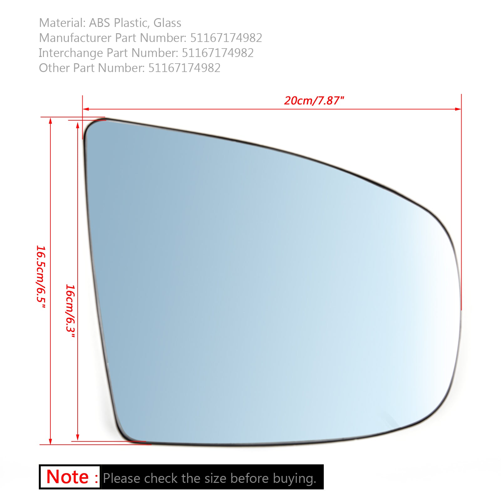 Espejo lateral derecho con calefacción, cristal azul para BMW X5 X6 E70 E71 E72 2008-2014 genérico