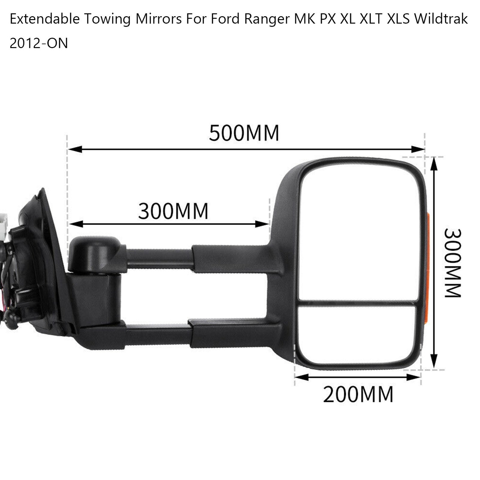 Extendable Towing Mirrors For Ford Ranger MK PX XL XLT XLS Wildtrak 2012-ON