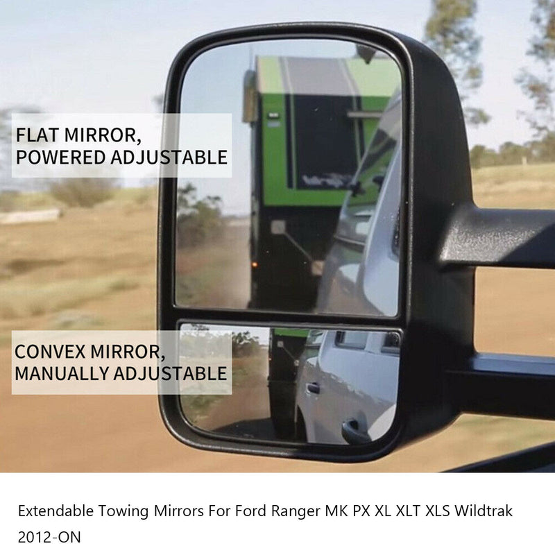 Espejos de remolque extensibles para Ford Ranger MK PX XL XLT XLS Wildtrak 2012-ON