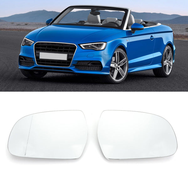 Door Mirror White Glass Heated Pair 8K0857535/6F Fit For Audi A4 B9 13-16