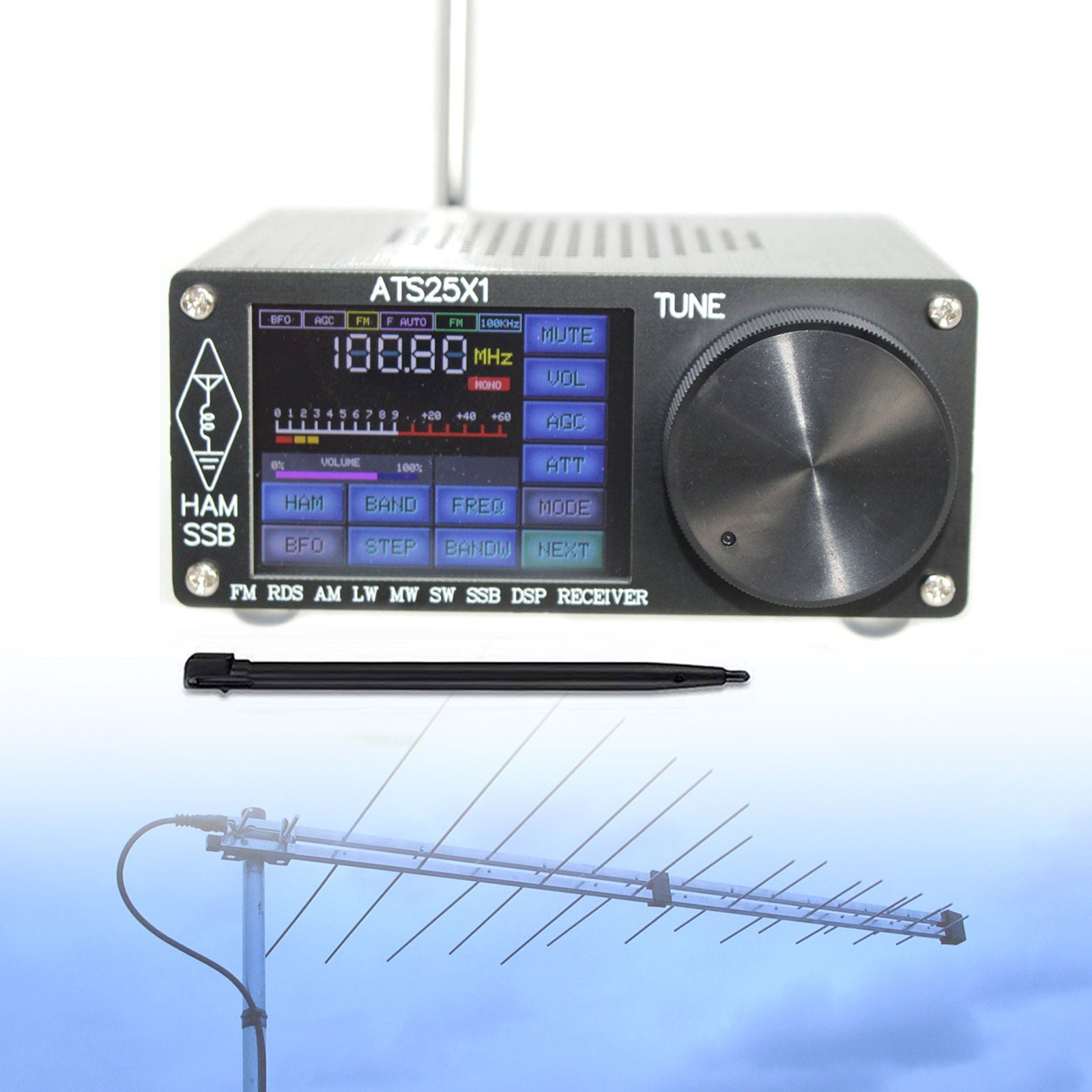 Receptor de radio DSP original ATS-25X1 para todas las bandas FM LW MW SW con pantalla táctil de 2,4"