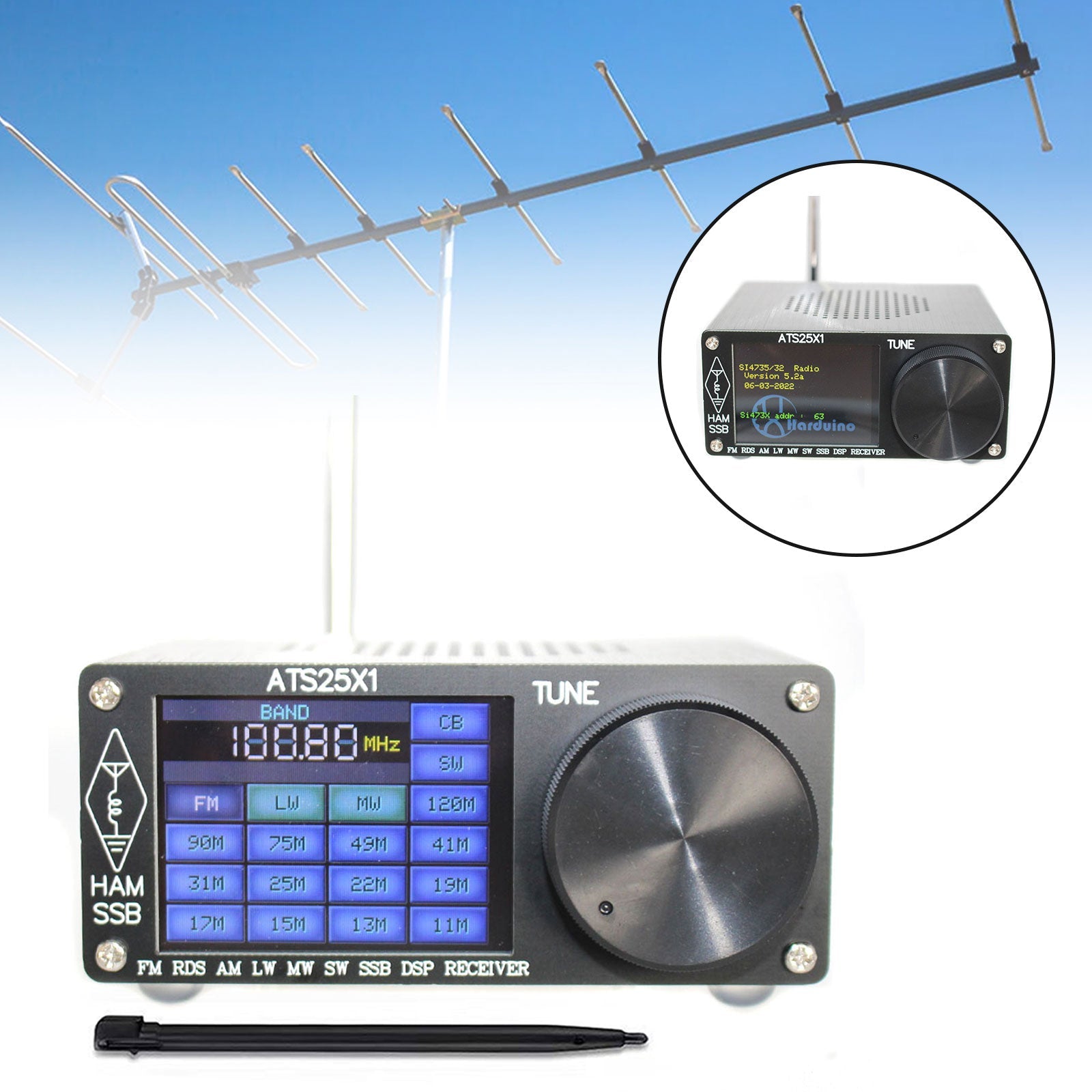 الأصلي ATS-25X1 استقبال راديو DSP جميع الموجات FM LW MW SW مع شاشة تعمل باللمس 2.4 بوصة