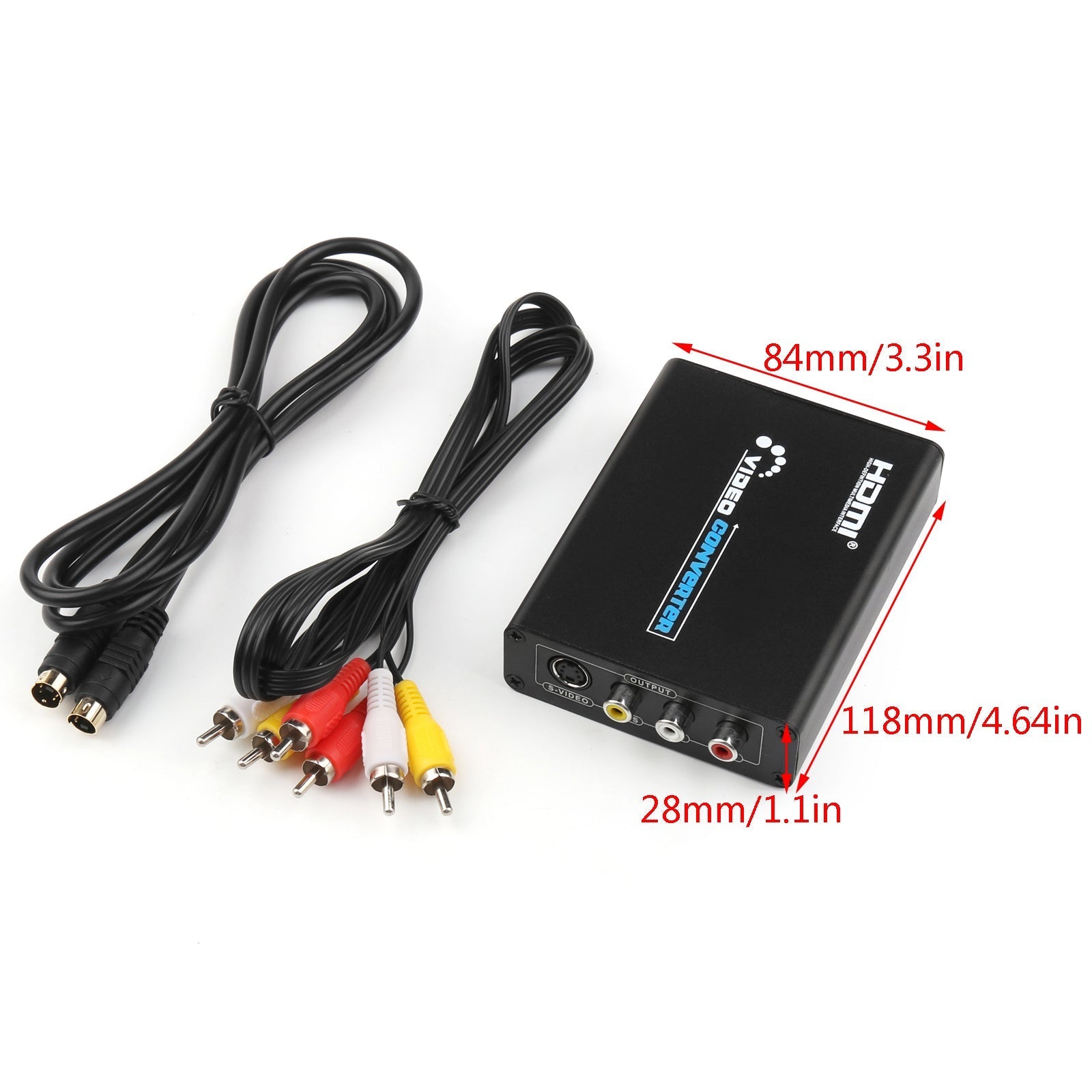 HDMI to 3 RCA AV+S-Video CVBS Composite R/L Audio 1080P Converter US Plug Power