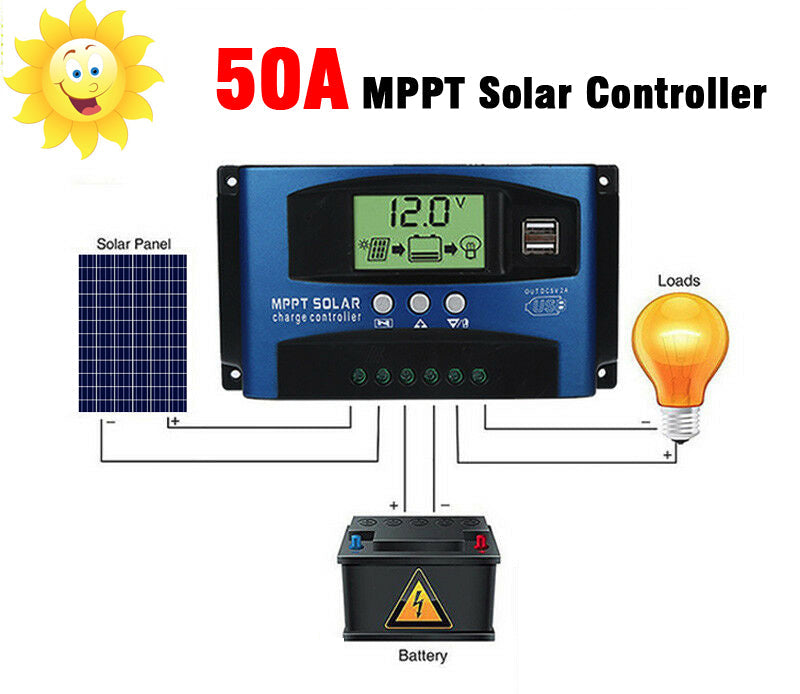 Controlador de carga del regulador del panel solar MPPT 30/40/50/60/100A 12V/24V Seguimiento de enfoque automático 