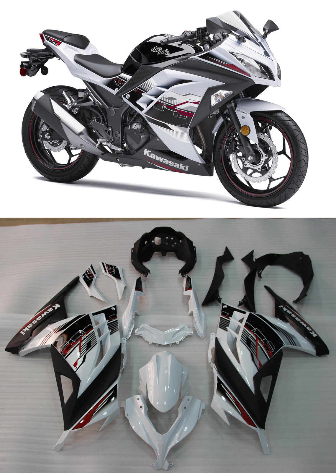 Fairings 2013-2024 Plastics Kawasaki Ninja 300R EX300R White Art Ninja  Generic