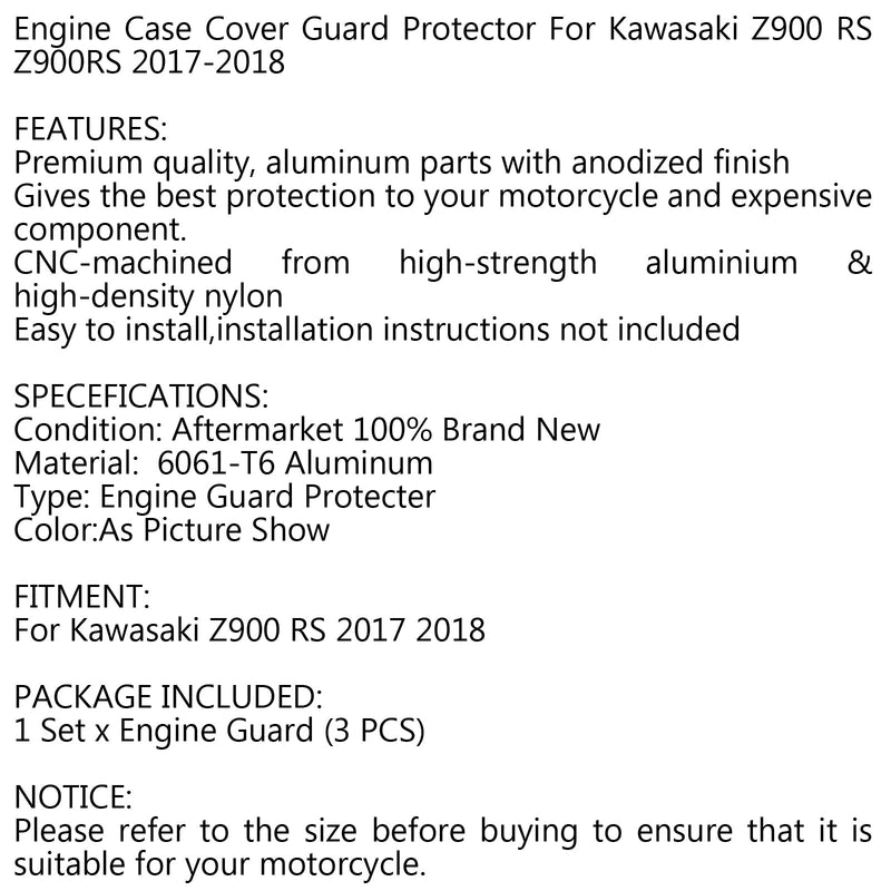 Kawasaki Z900RS 2017 2018 Motor Guard Sprocket Chain Case Stator Clutch Cover