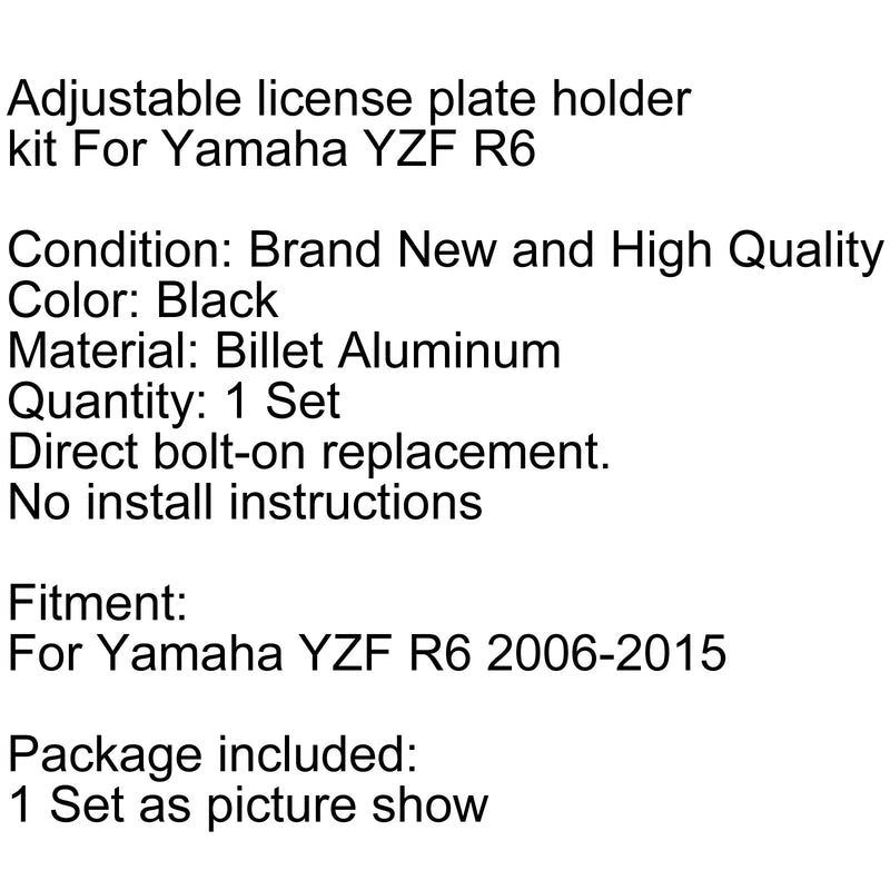 Para Yamaha YZF R6 2006-2015 Fender Eliminator Kit de soporte de placa de luz de licencia genérico