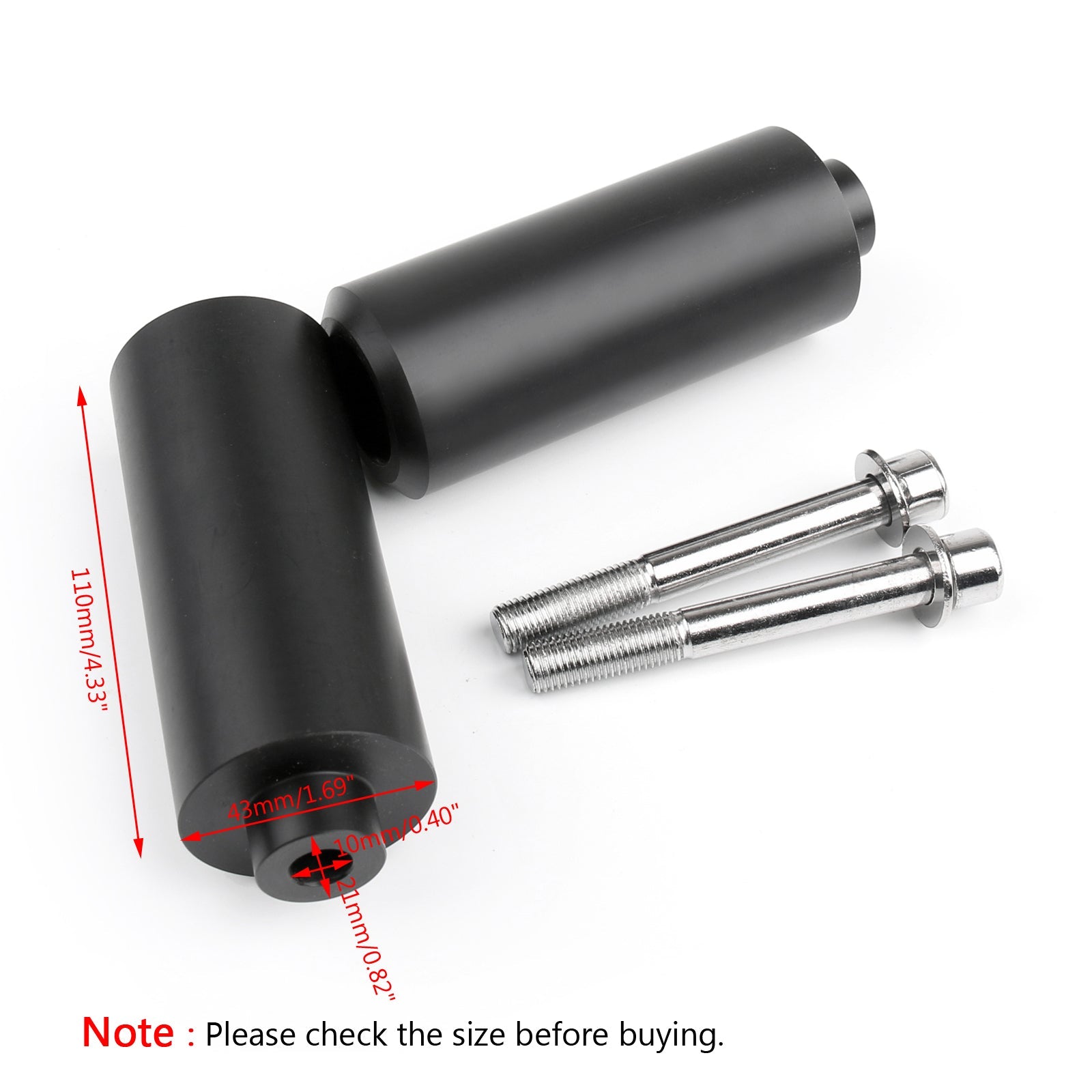 Frame Sliders Crash Protector Yamaha FZ6 No Cut Black Extended Generic