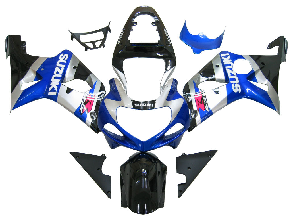 Fairings 2000-2002 سوزوكي GSXR 1000 فضي أزرق أسود GSXR عام