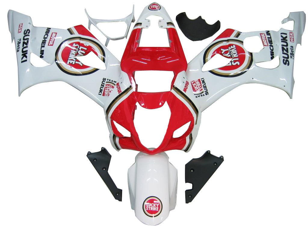 Fairings 2003-2004 Suzuki GSXR 1000 White and Red Lucky Strike  Generic