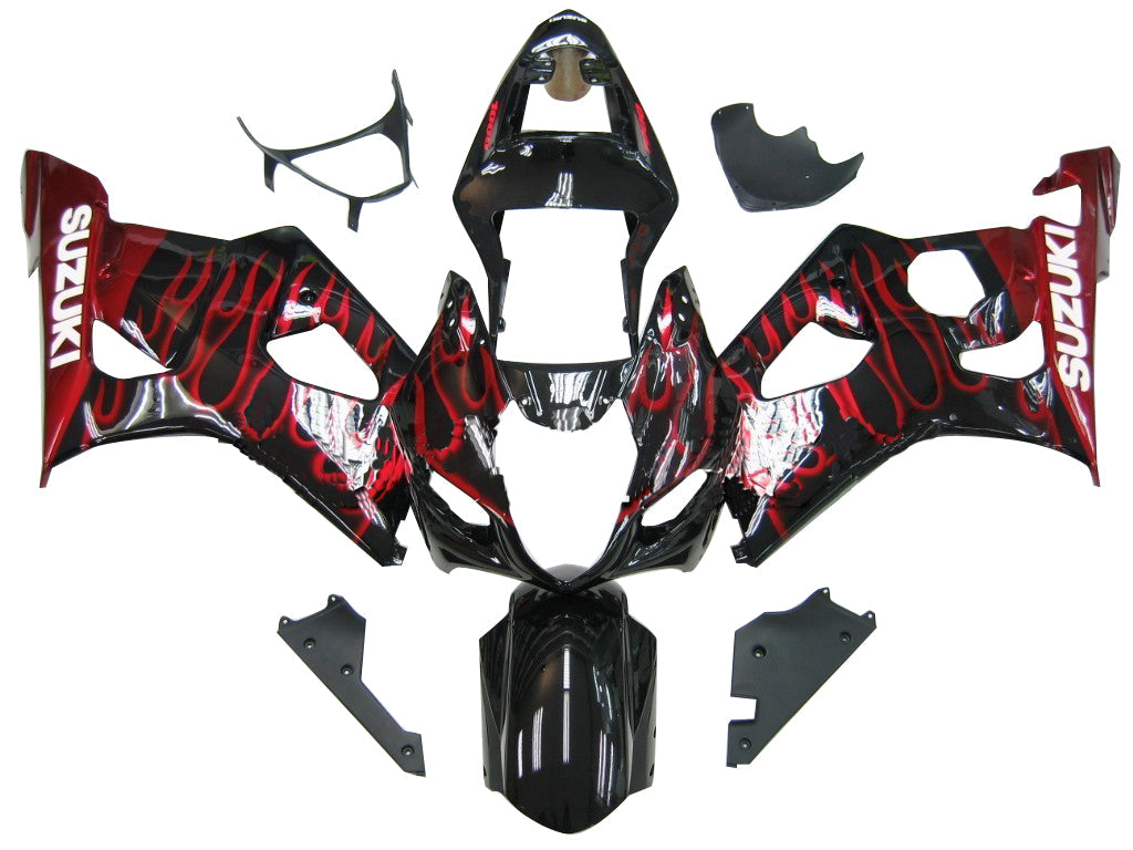 Fairings 2003-2004 Suzuki GSXR 1000 Black & Red Flame Suzuki  Generic