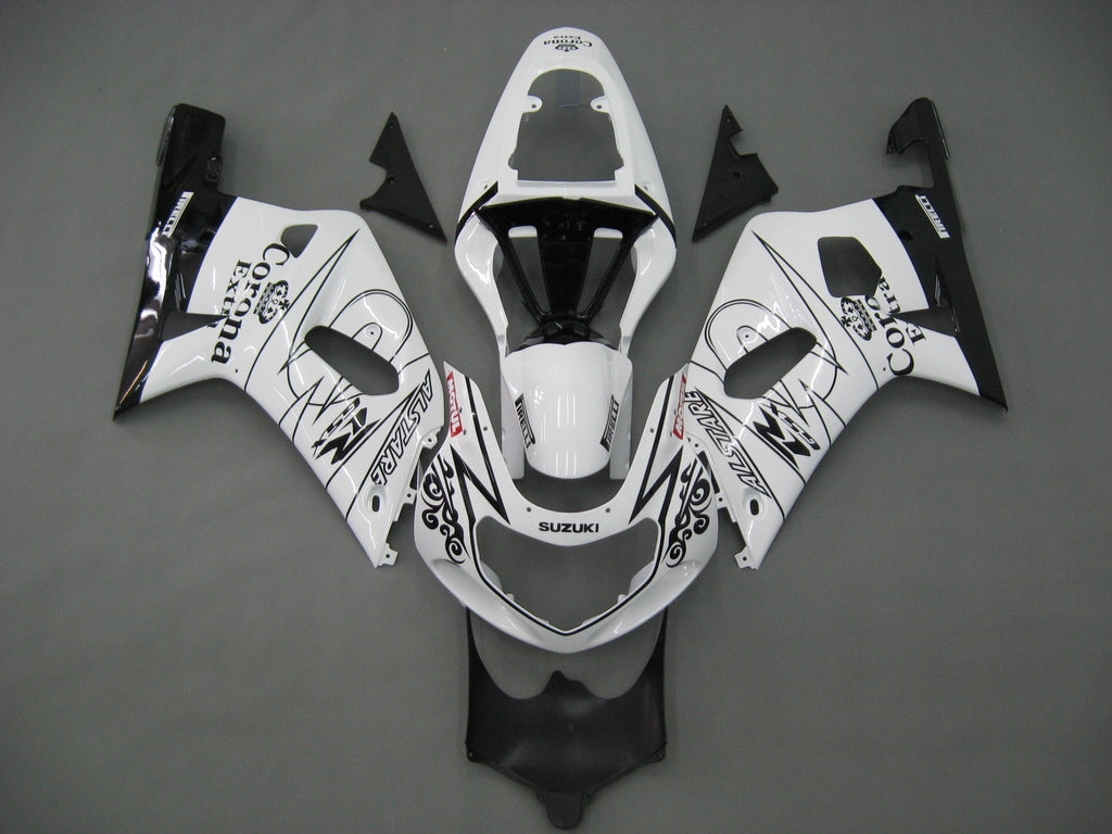 Fairings 2001-2003 Suzuki GSXR 600 White Black Alstare Corona GSXR  Generic