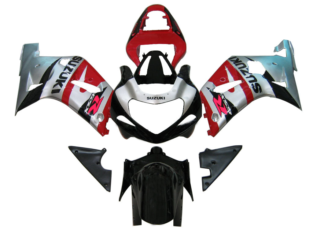 Fairings 2001-2003 سوزوكي GSXR 600 فضي أحمر أسود GSXR Generic