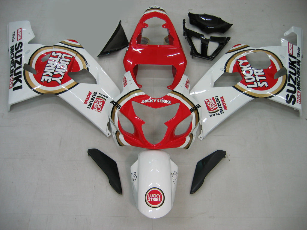 Fairings 2004-2005 سوزوكي GSXR 600 750 أبيض وأحمر لاكي سترايك عام