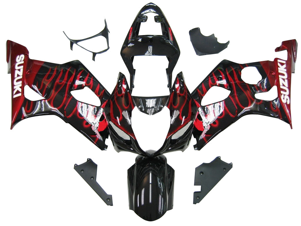 Fairings 2004-2005 سوزوكي GSXR 600 750 لهب أسود وأحمر GSXR عام