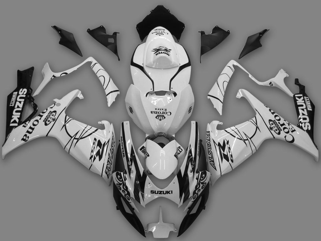 Fairings 2006-2007 سوزوكي GSXR 600 750 أبيض أسود Alstare كورونا عام