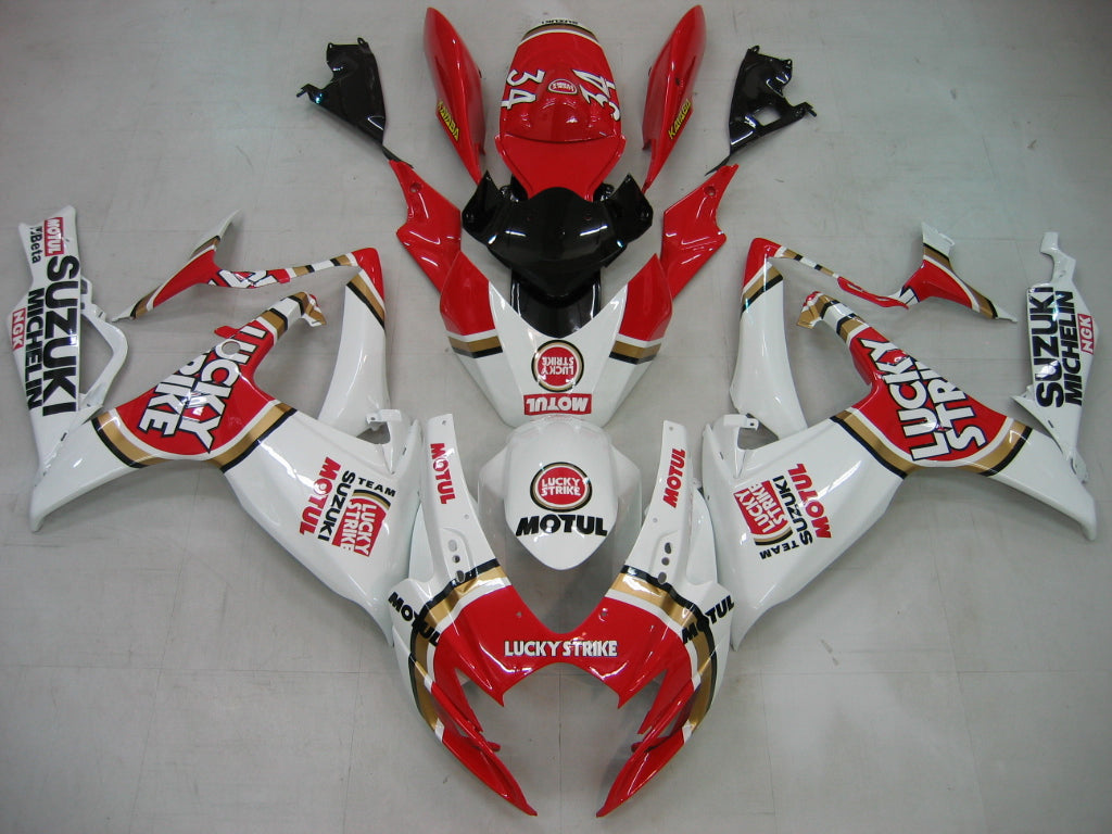 Fairings 2006-2007 Suzuki GSXR 600 750 White Red Lucky Strike  Generic