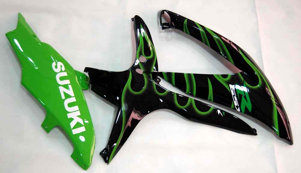 Fairings 2008-2010 سوزوكي GSXR 600 750 لهب أسود وأخضر GSXR عام