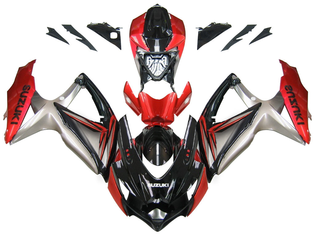 Fairings 2008-2010 Suzuki GSXR 600 750 Black Red Silver  Generic