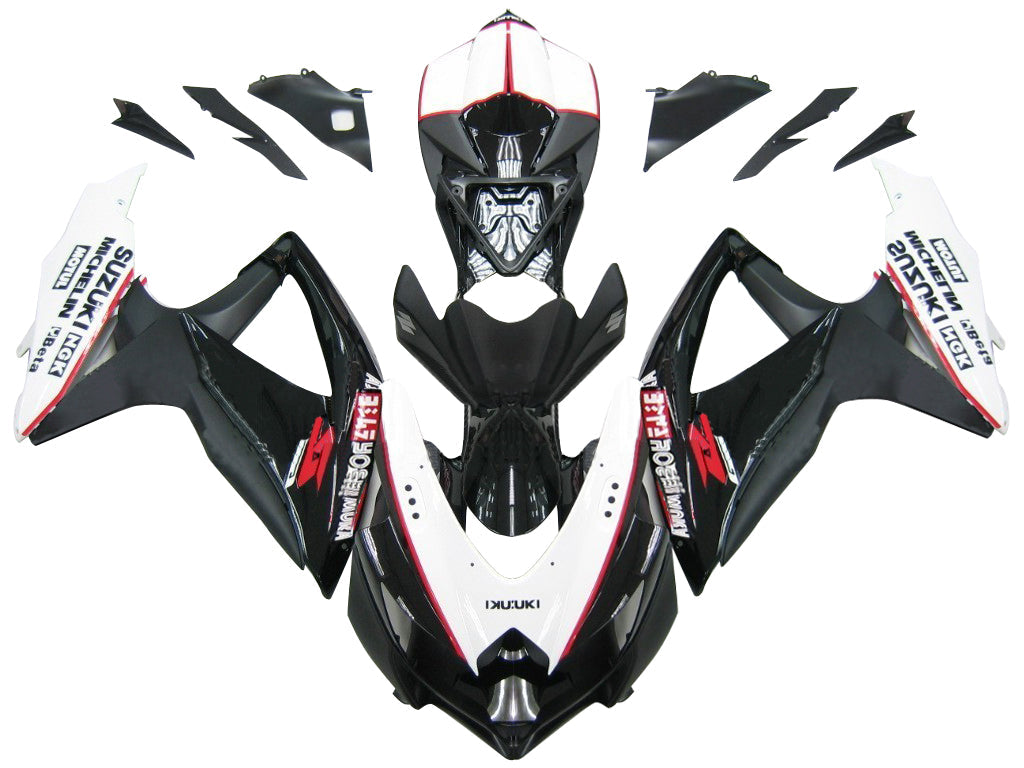 Fairings 2008-2010 Suzuki GSXR 600 750 Black White GSXR  Generic