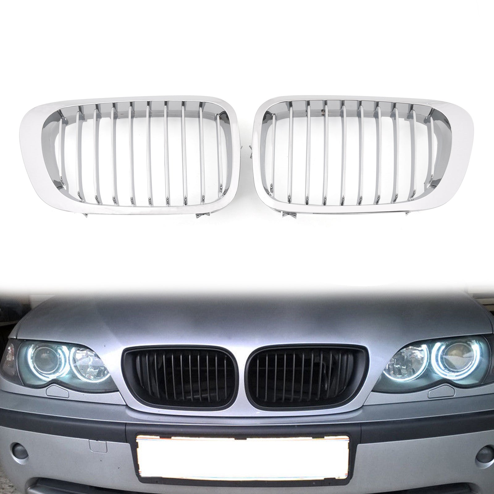 Front Fence Grill Grille ABS Gloss Black Mesh para BMW E46 2D (1999-2002) 3 Series Generic