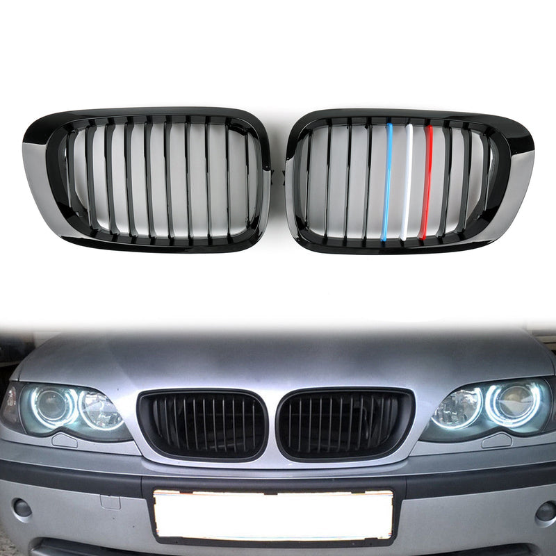 Front Fence Grill Grille ABS Gloss Black Mesh para BMW E46 2D (1999-2002) 3 Series Generic