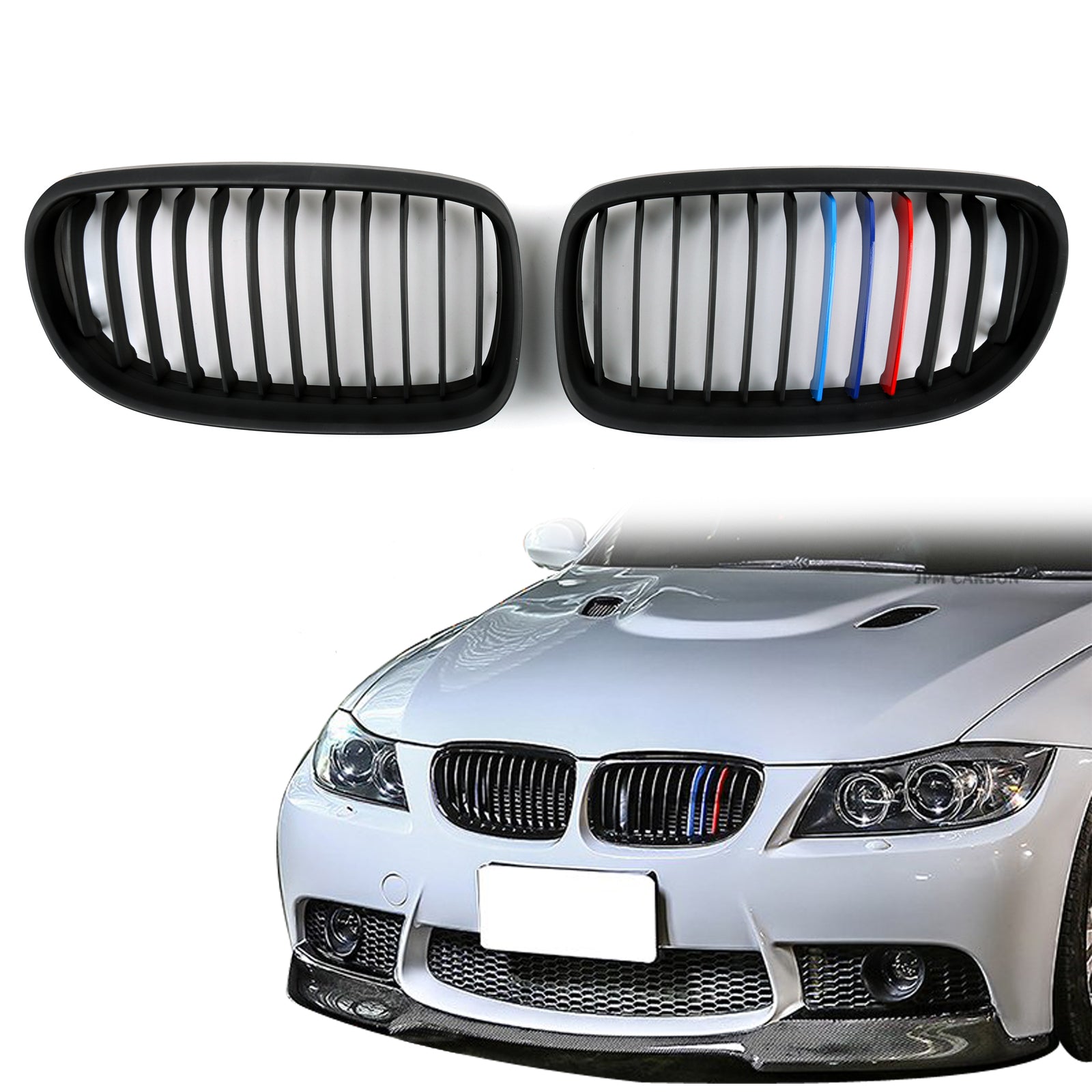 Nariz de rejilla de malla de parrilla frontal negra mate para BMW E90 E91 LCI (2009-2012) genérico