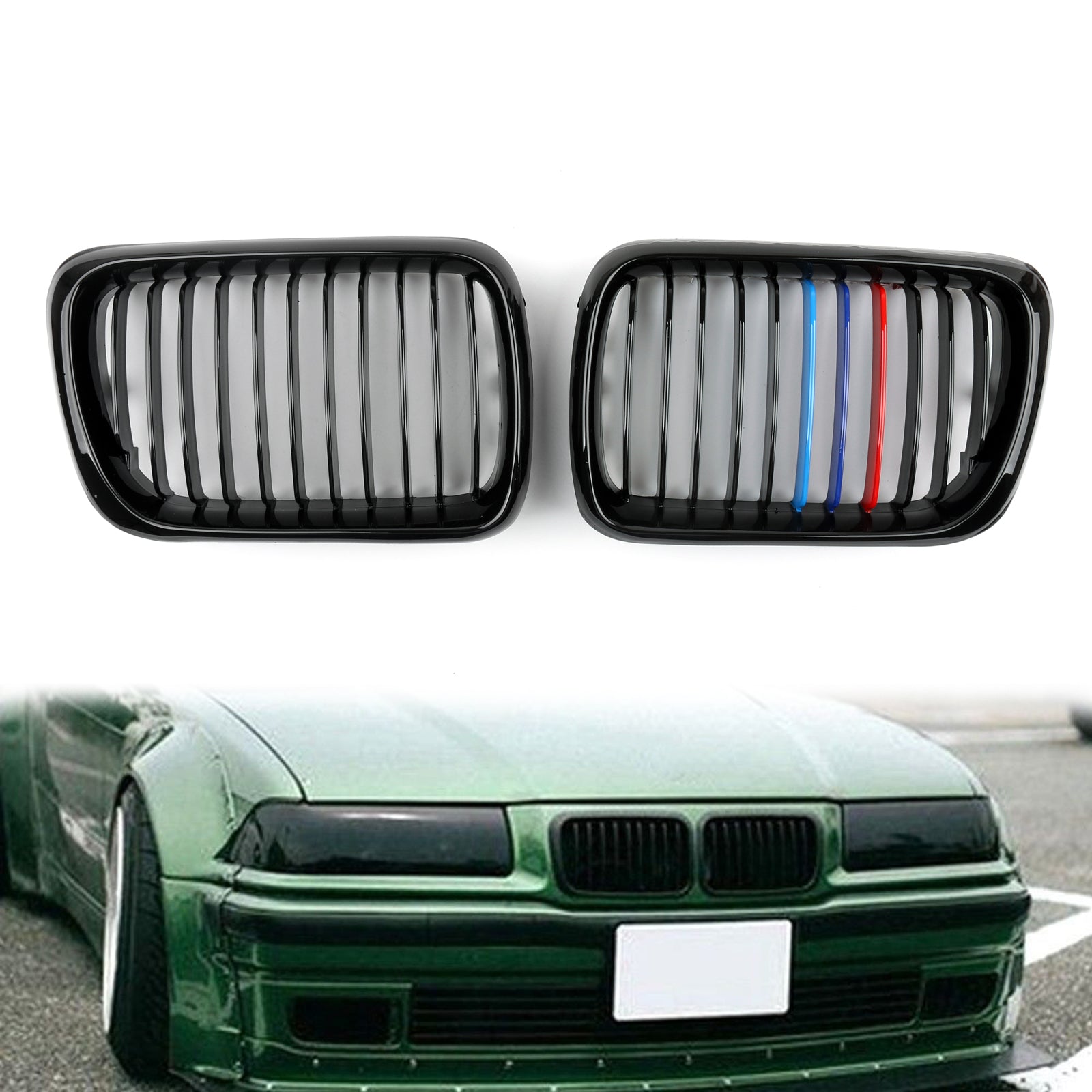 E36 1997-1999 BMW Matt Black Front Kidney Grill Mesh Grille