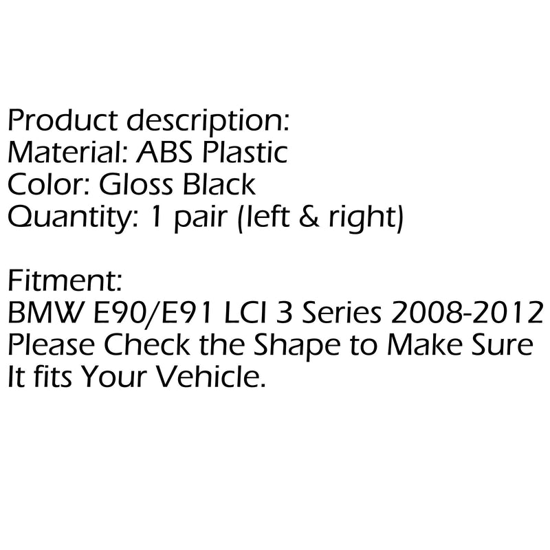 Rejillas delanteras para capó de riñón, color negro brillante para BMW E90/E91 LCI 3 Series (2008-2012) Genérico