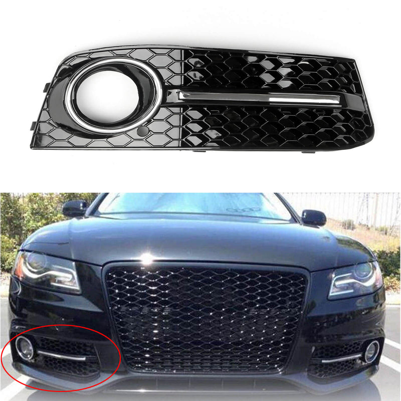 A4 B8 2009-2011 A4 LH Chrome Honey Comb Fog Light Cover Grill Replacement Grille Generic