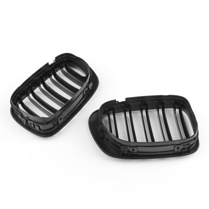 Double Line Front Hood Grille Grills Gloss Black For BMW E46 2-Door 1998-2001 Generic