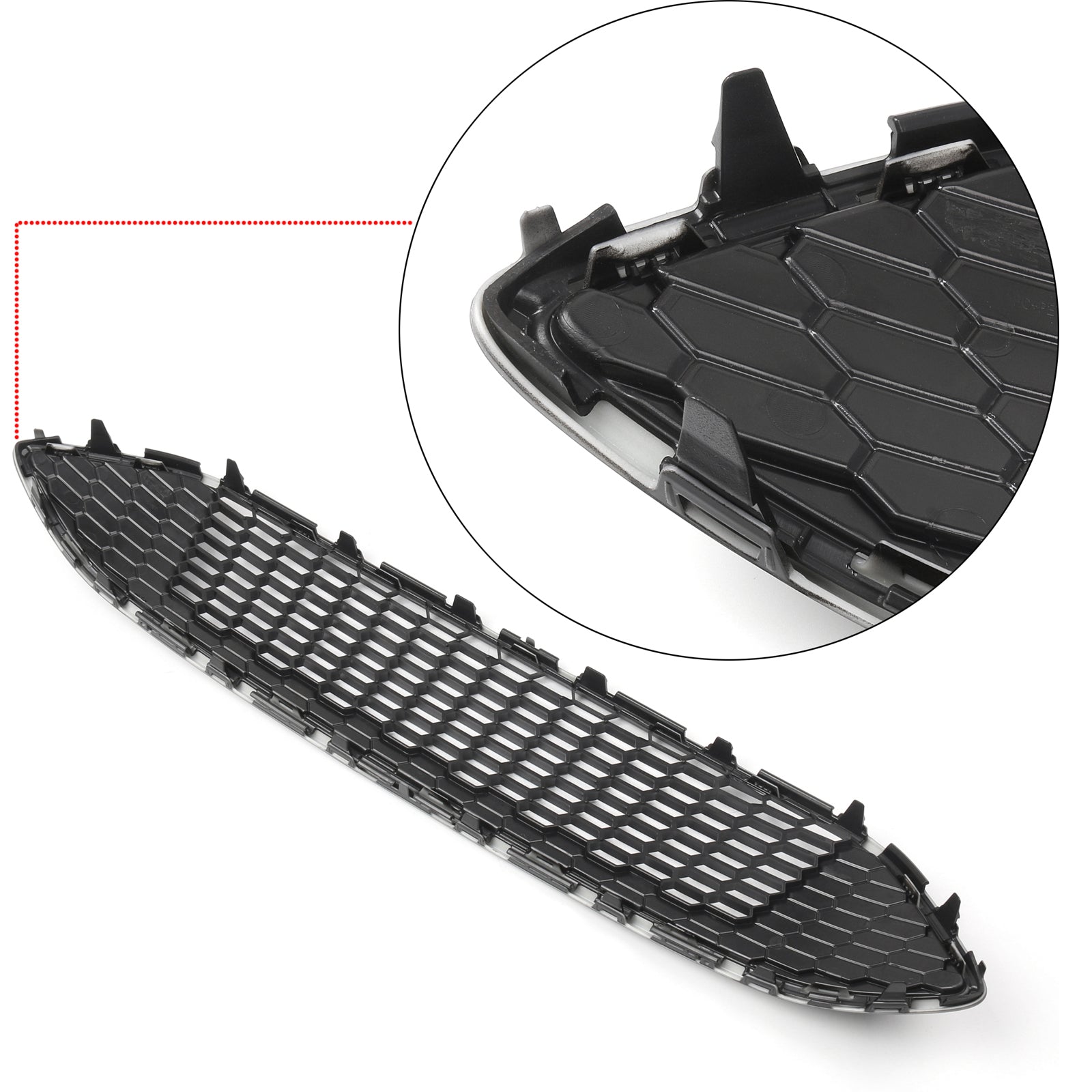 Front Bumper Grille ABS Gloss Black Honeycomb For Ford Focus (2015-16) Generic