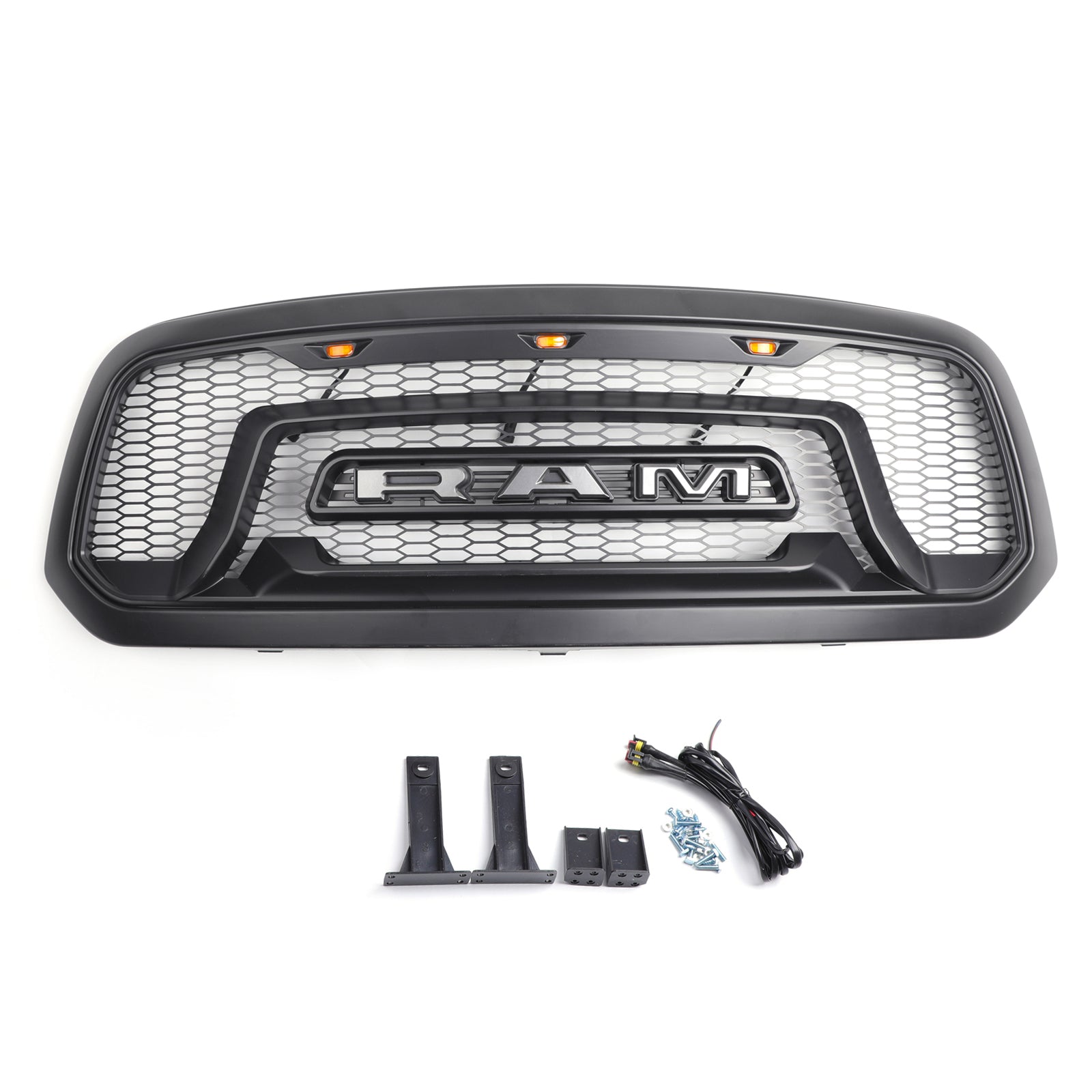 Ram 1500 2013-2018 Parrilla ABS Panal Parachoques Parrilla Malla Rebel Style BLK W/Light Generic