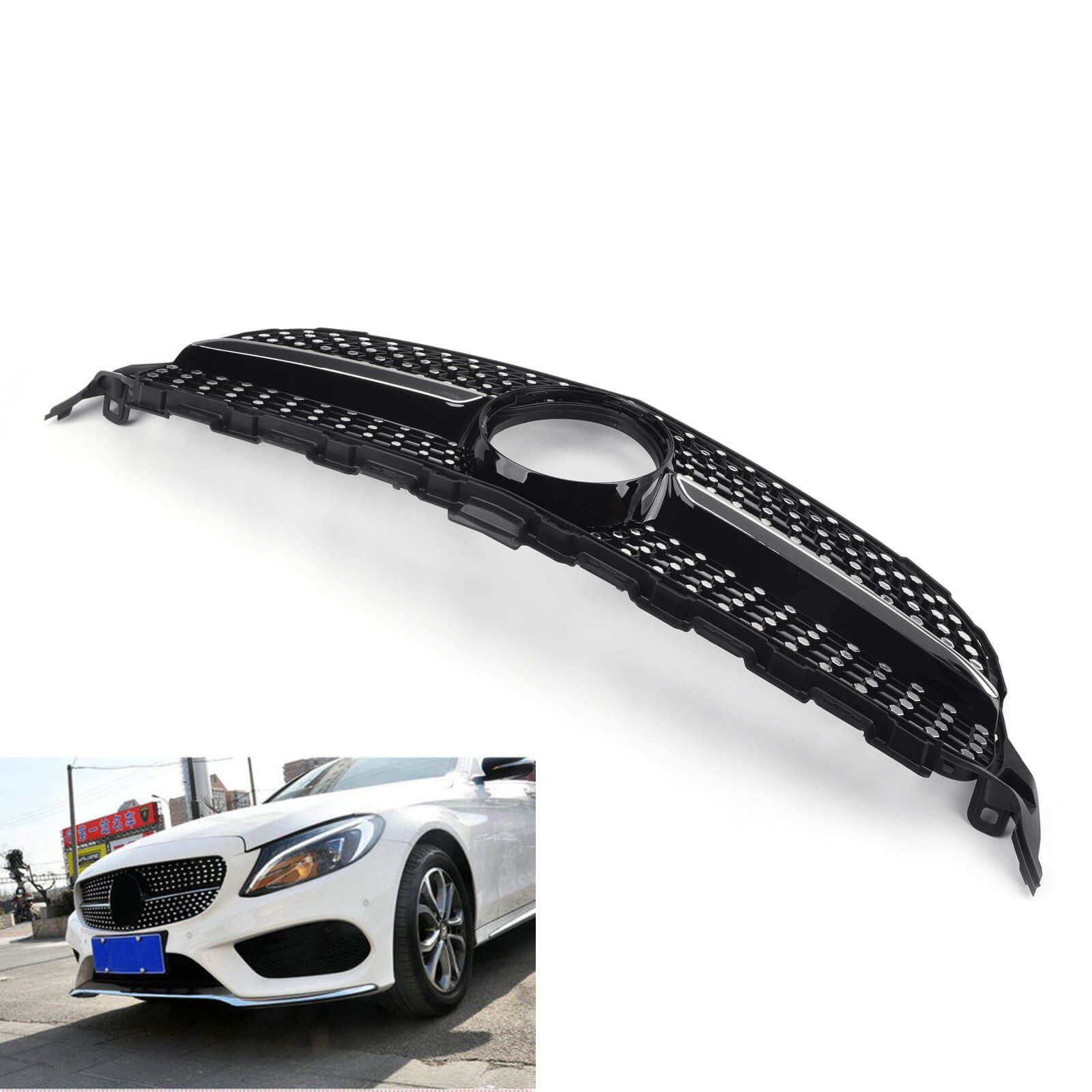 W205 C Class C250 C300 C400 2015-2018 Benz New Front Diamond Grill Replacement Grille