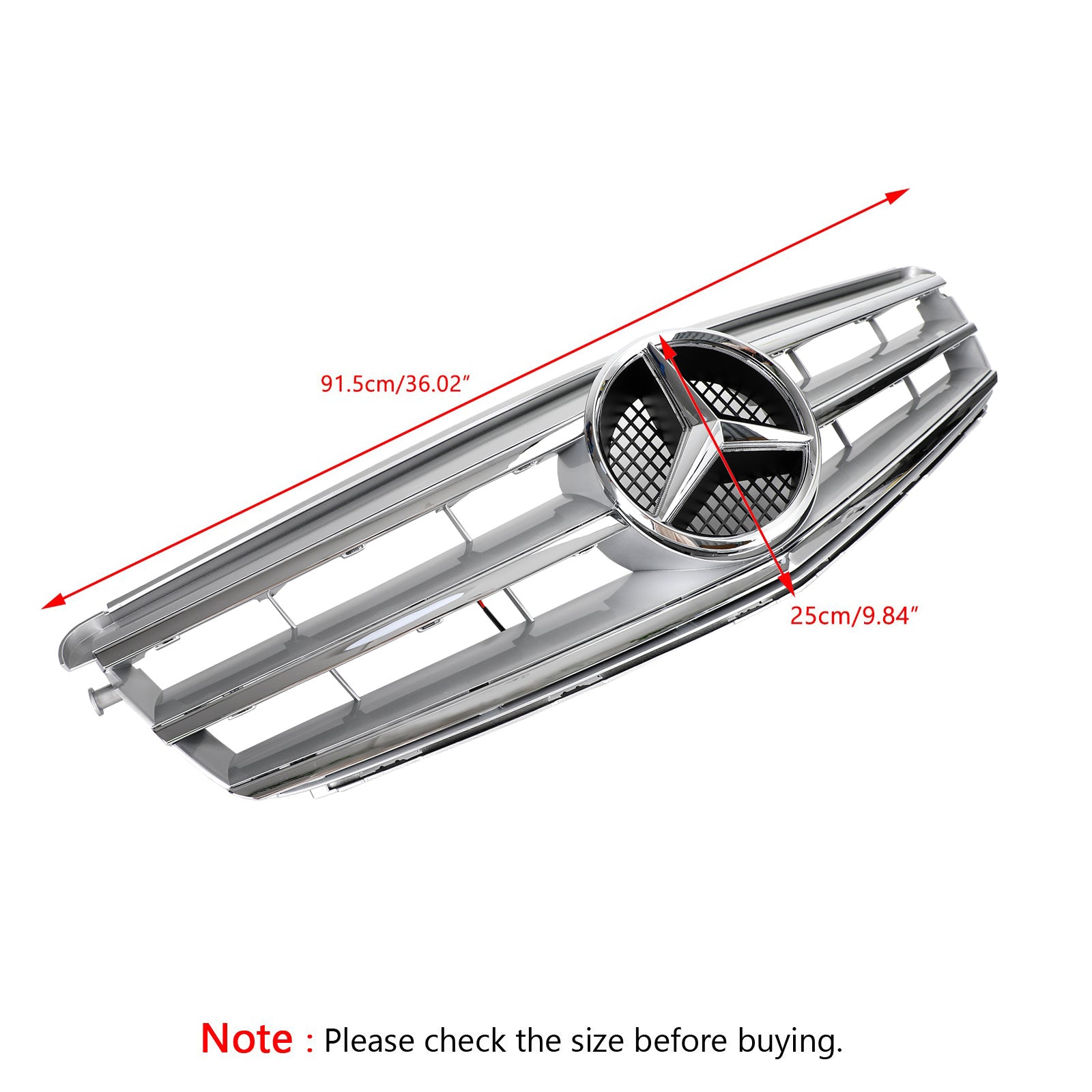 شبكة المصد الأمامي تناسب بنز C Class W204 W/LED Emblem C300/C350 2008-2014 كروم عام 