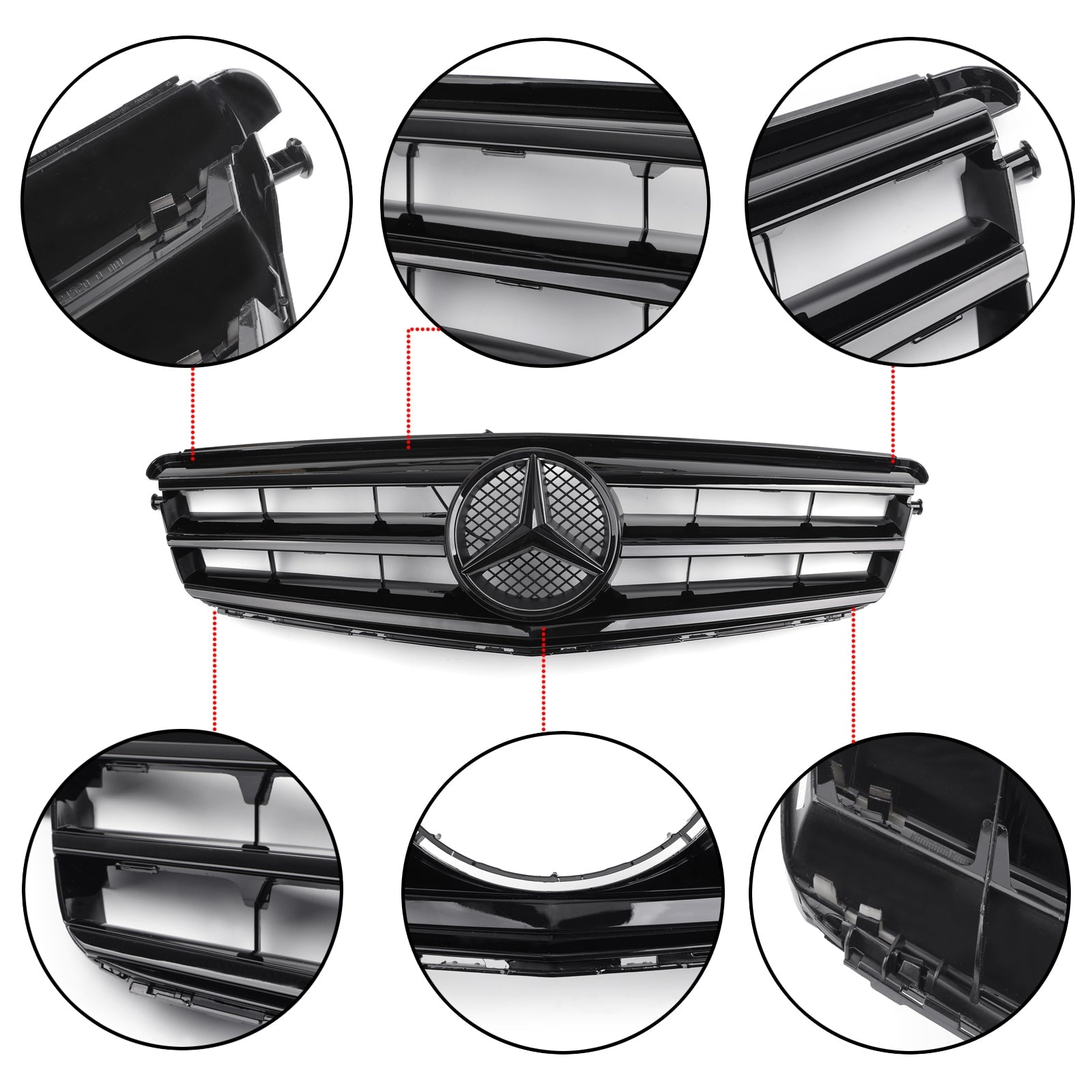 W204 2008-2014 Benz Front Upper Grill Replacement Grille Black Generic