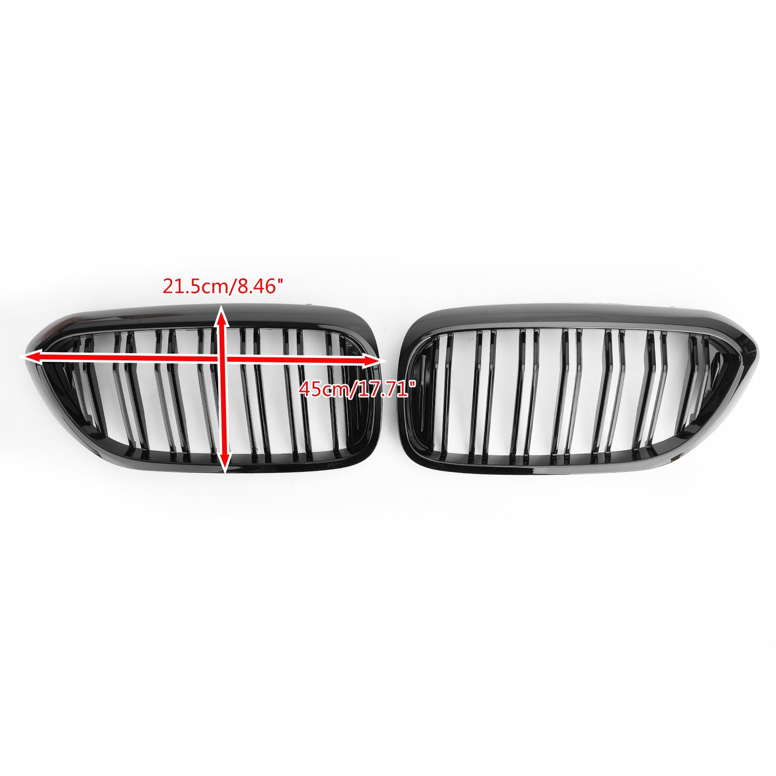 Front Kidney Grille Glossy Black Double Slat For BMW 5Series G30 G31 Sedan 17-19 Generic