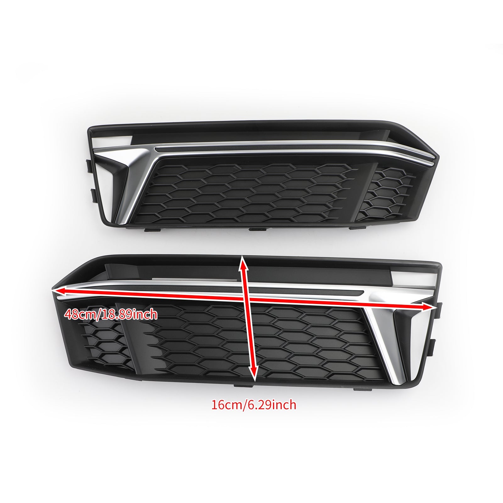 1Pair Fog Light Cover Grille Grill Chrome Bezel For AUDI S4 S-Line B9 2016-2018 Generic