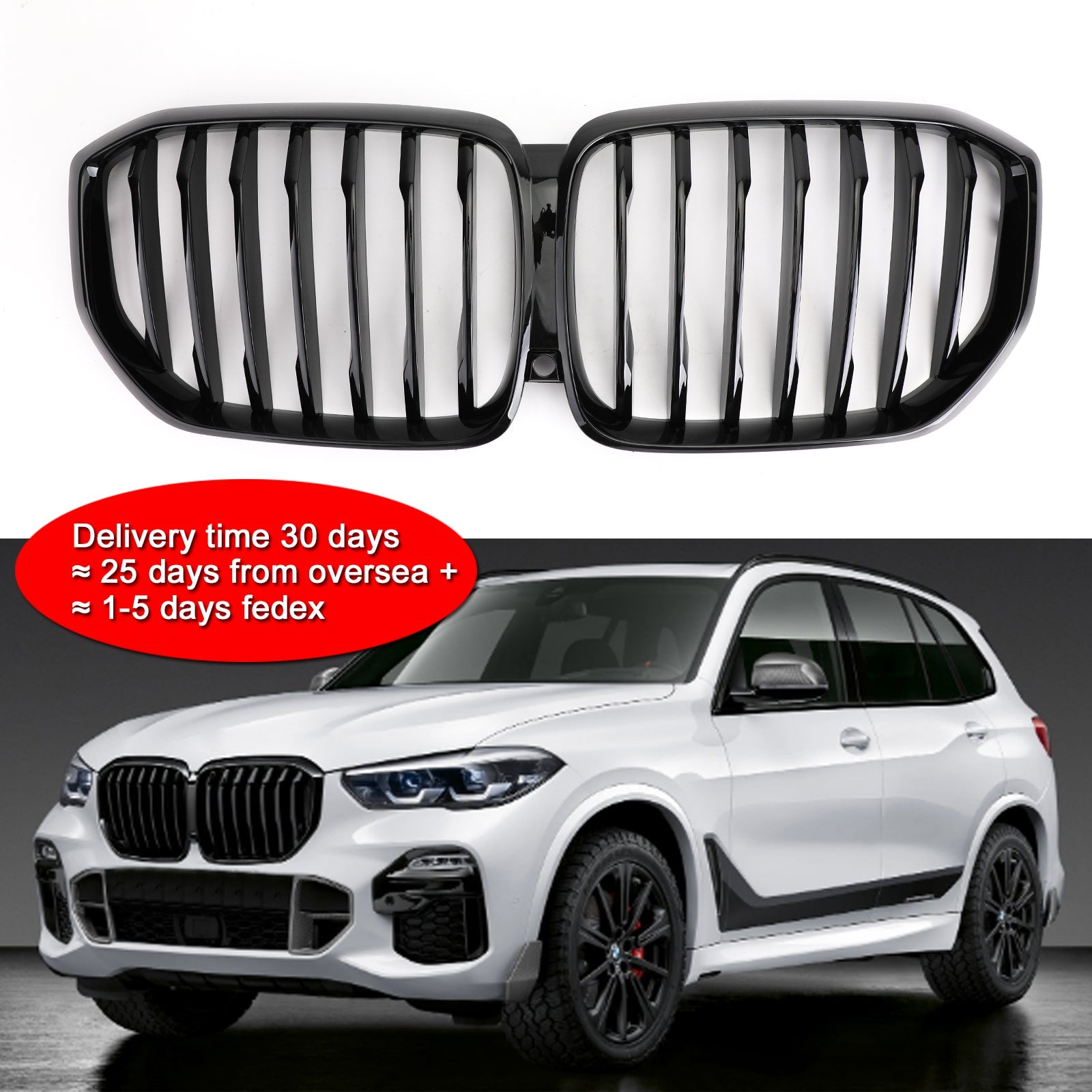 2018-2021 BMW X5 G05 Front Kidney Grill Grille Performance Glossy Gloss Black Generic