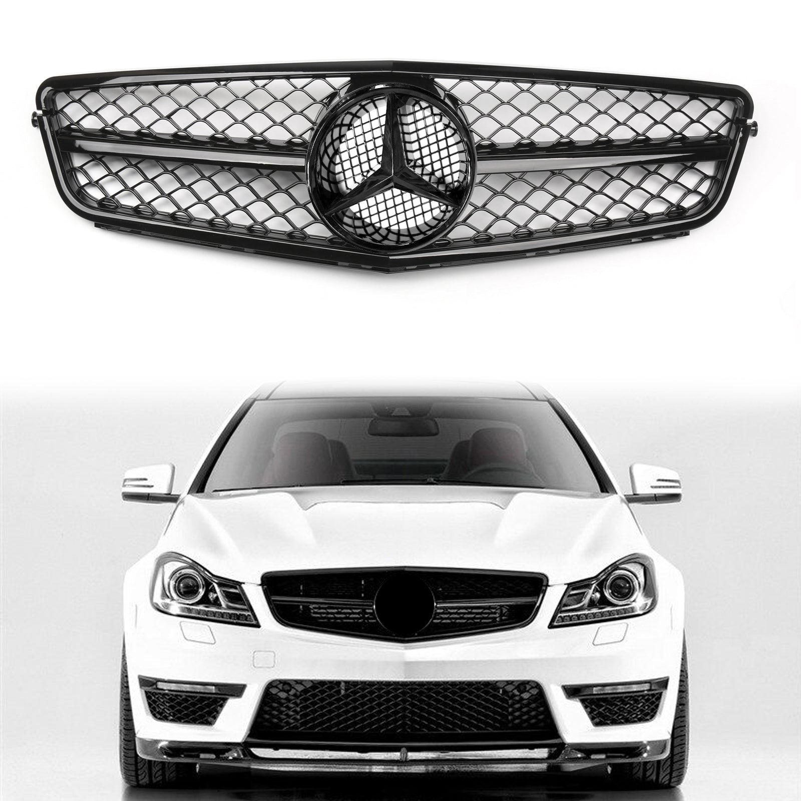 W204 C250 C350 08-13 Mercedes Benz AMG Style Gloss Black Grill Replacement Grille Generic