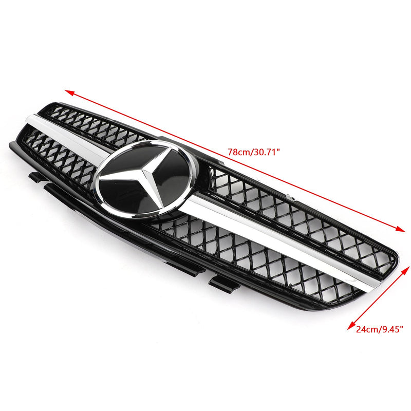 R230 SL500 SL600 2003-2006 Mercedes Grill Replacement Grille black 1 Fin Star