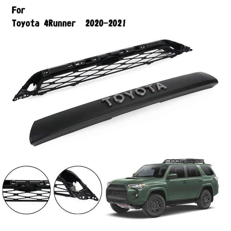 Toyota 4Runner 2020-2024 TRD PRO Black 2 Piece Front Bumper Grille Grill Generic