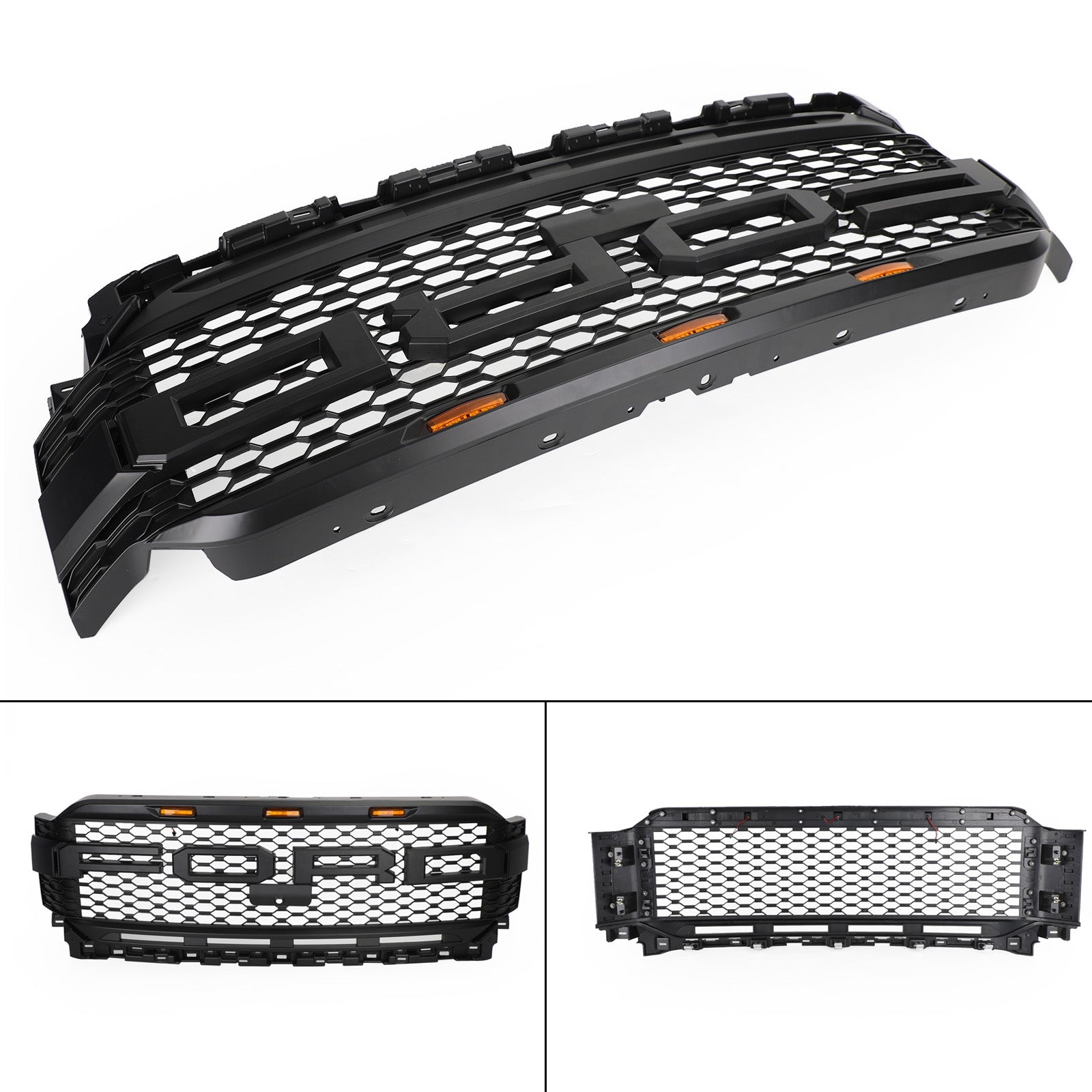 Ford F150 2021-2023 Raptor Replacement ABS Front Bumper Grille Grill W/ LED