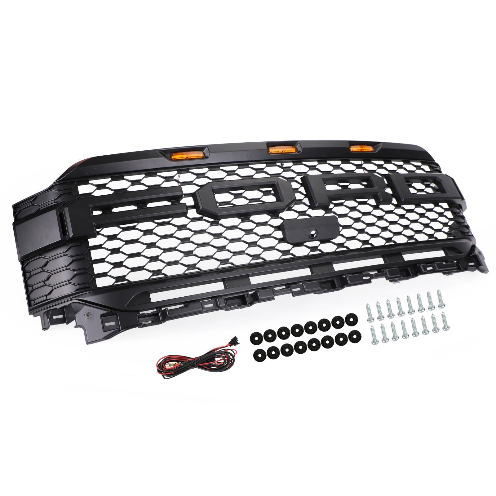 Ford F150 2021-2023 Raptor Replacement ABS Front Bumper Grille Grill W/ LED