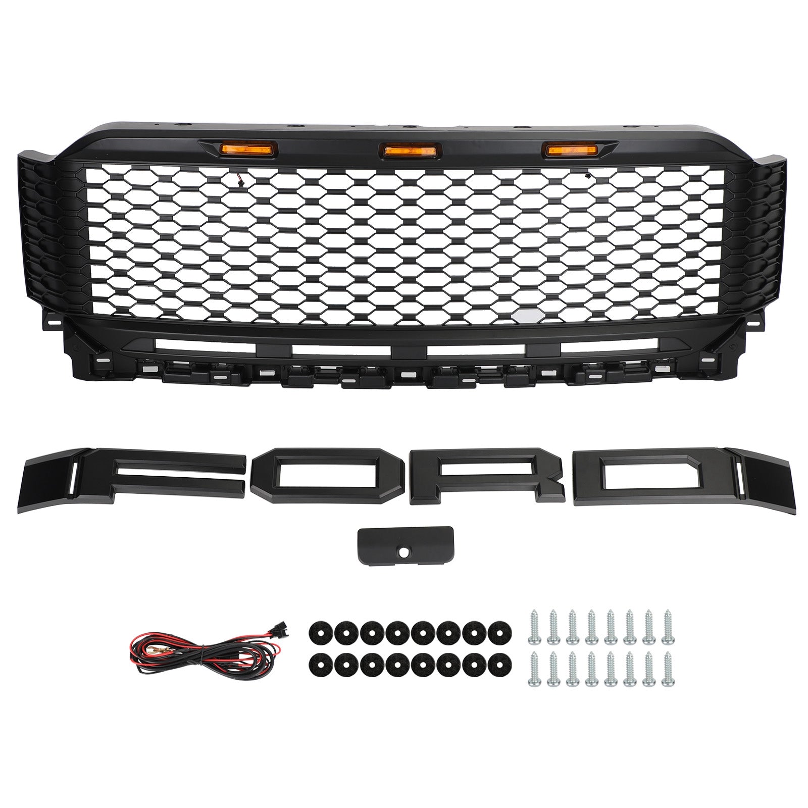 Ford F150 2021-2023 Raptor Replacement ABS Front Bumper Grille Grill W/ LED