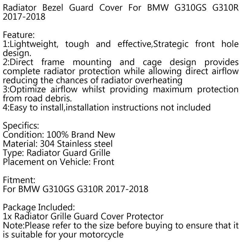 غطاء شبكة المبرد الحرس درع حامي لسيارات BMW G310GS G310R GS/R 17-18 عام