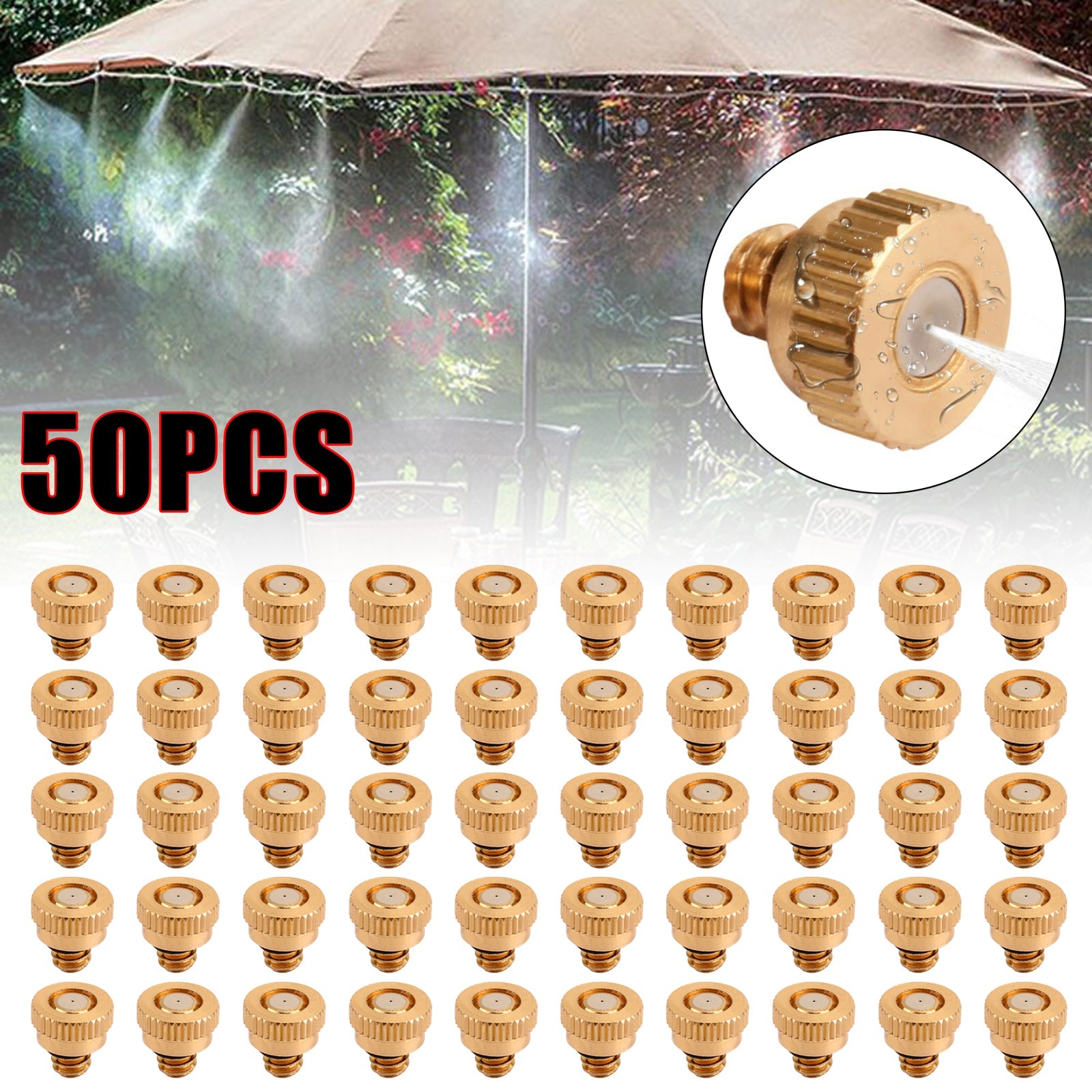 10-50pcs Brass Misting Nozzles Water Mister Sprinkle For Cooling System 0.016"