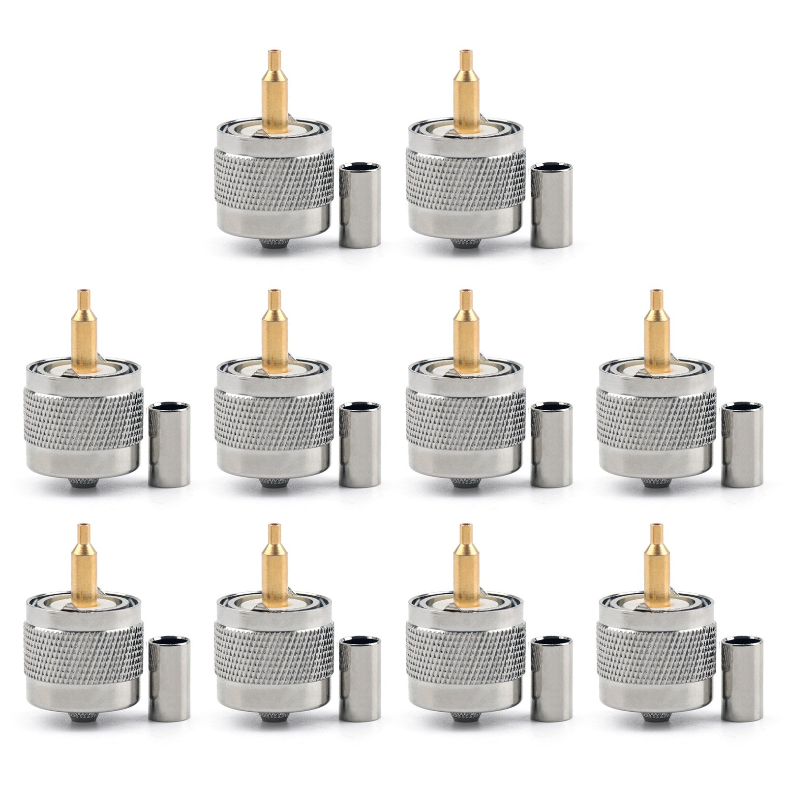 10x Connector UHF Male PL259 Plug Crimp RG58 RG142 LMR195 RG400 Cable CA Market